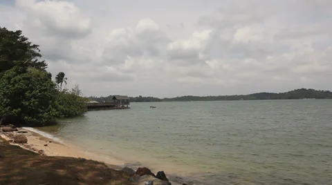Scenic Changi Point Beach on a Cloudy Day in Singapore Panning 1920x1080 Stock Footage 35755693