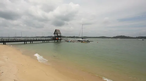 Scenic Changi Point Beach on a Cloudy Day in Singapore 1080p Stock Footage 35757149