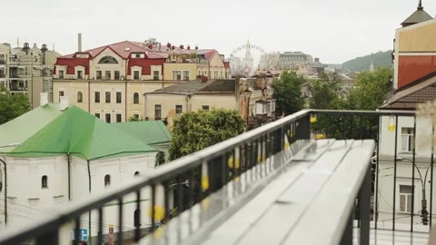 A Scenic City View from an Elevated Balcony, Ideal for Relaxation and Stock-Footage 318065492