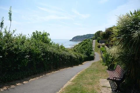 Scenic Cliff Path Between Shanklin and Lake on Isle of Wight Stock Photos