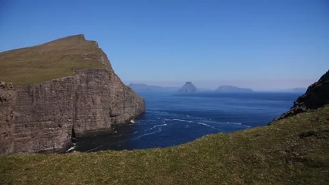 Scenic Cliffs and Ocean View in the Faroe Islands Stock Footage 306043652