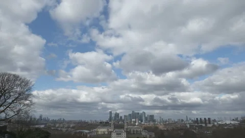 Scenic clouds in the sky over the London cityscape. Stock Footage 257015703