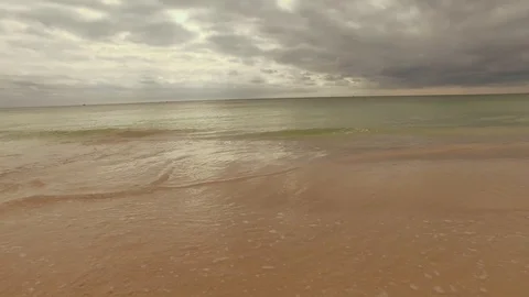 Scenic Cloudy Shoreline View at Williams Town Beach, Grand Bahama Bahamas Stock Footage 98424220