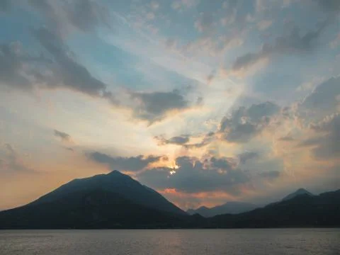 A scenic cloudy sunset. Stock Photos