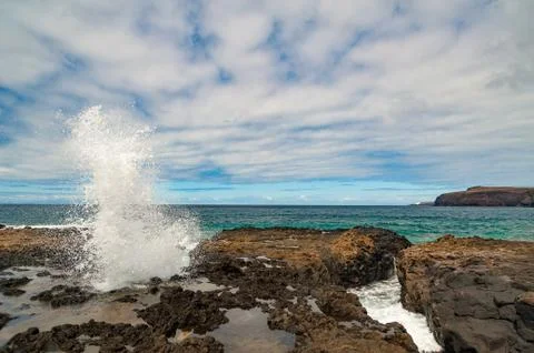 Scenic-crushing-waves-Agaete-GranCanaria Stock Photos