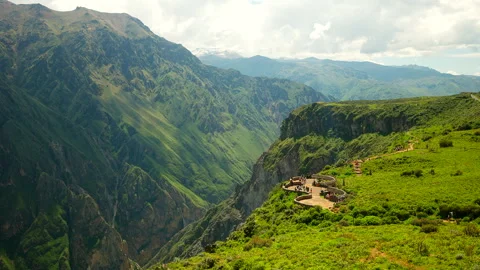 Scenic Cruz del Condor viewpoint overlooking lush Colca canyon in Southern Peru Stock Footage 336237104