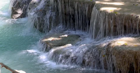 Scenic deep forest Erawan waterfalls in Thailand. Video stock 276564695
