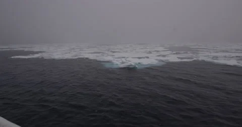 Scenic - Dolly pan of Cloud Covered Sea Ice Video stock 56346535