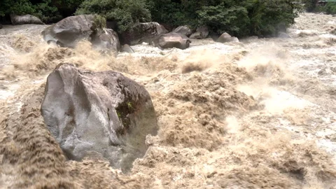 Scenic dramatic view with the powerful waters of Urubamba River Stock Footage 329628730