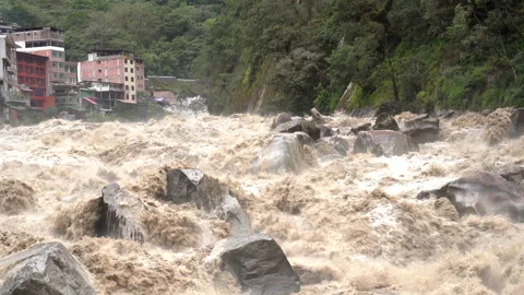 Scenic dramatic view with the powerful waters of Urubamba River Stock Footage 329630310