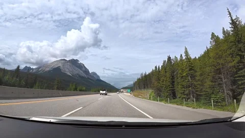 Scenic drive along trans canada highway near banff in the canadian rockies Stock Footage 323453369