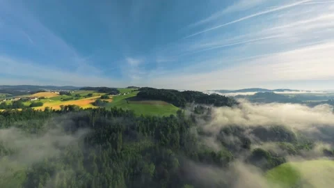 Scenic Drone Flight over Green Mühlviertel Landscape Upper Austria Video stock 345025082