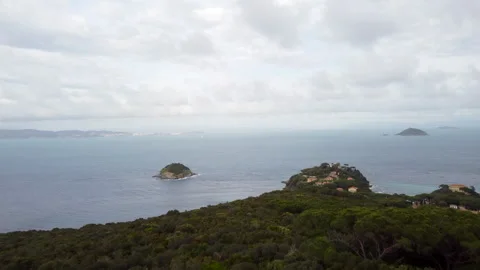 Scenic drone flight over a hilltop liberty tower Stock Footage 323017635