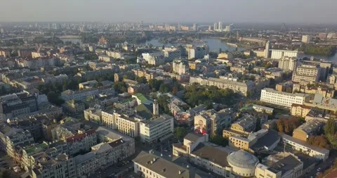 Scenic Drone Flight Over Kyiv and the Dnipro River Stock Footage 340542289