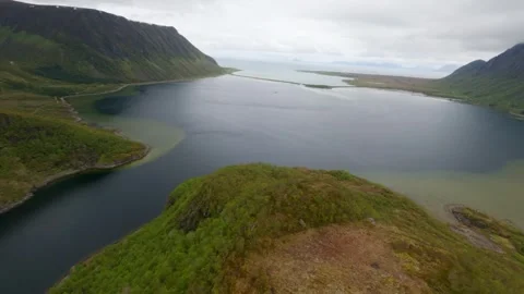 Scenic drone flight with a stunning view of Lofoten, Norway. Stock Footage 256069766