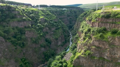 Scenic Drone Flight Toward Dashbashi Canyon Bridge Stock Footage 339672735