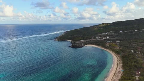 Scenic drone landscape of Trou d Argent and Saint Francois Beach Stock Footage 333073587