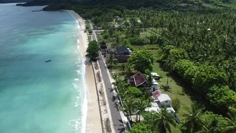 Scenic Drone View of Beach, Ocean and Green Hills Vídeo Stock 331798826