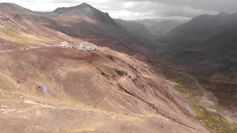 Scenic Drone View Of beautiful Rainbow Mountain in Peru. Stock Footage 125282945