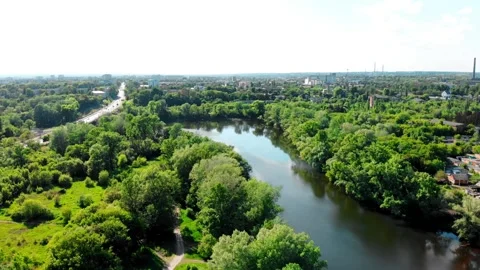 Scenic drone view of the Psel River in Sumy Ukraine Stock Footage 331873267