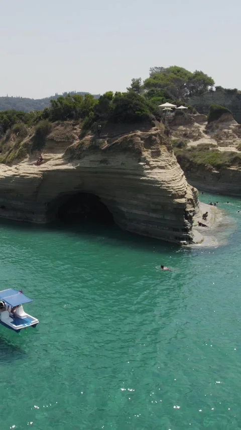 Scenic Drone View of Sidari Beach and Canal D’Amour Cave, Corfu Stock Footage 321727686