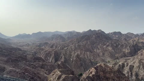 Scenic Dry Mountain Range in Khor Fakkan, UAE 스톡 동영상 332554049