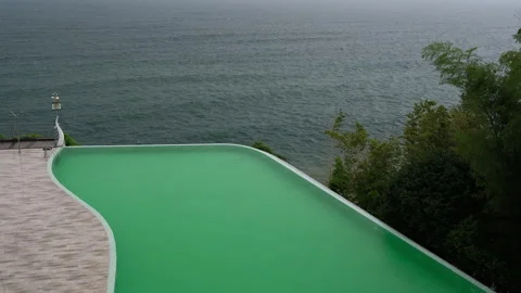Scenic Edge of Infinity Pool Overlooking Sea Video stock 347996458