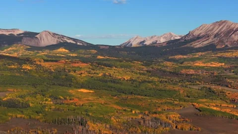 Scenic Fall autumn drive Mill Creek Ranch farm land Ohio Creek Valley Pass near Stock Footage 323153042