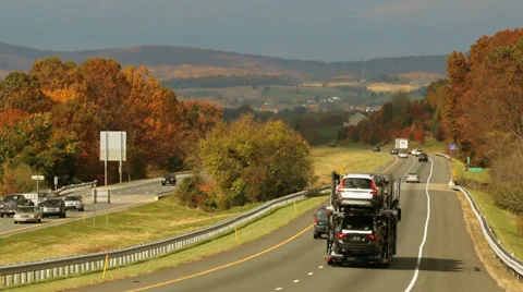 Scenic Fall Drive on Highway Stock Footage 36150339