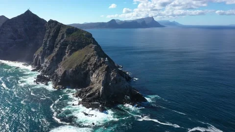 Scenic flight around lighthouse at Cape of Good Hope, South Africa 動画素材 153500913