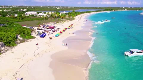 Scenic flight over idyllic island shores and luxury villas in Anguilla. Stock Footage 346882462