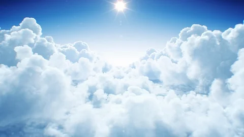 Scenic Flight Through the Beautiful Clouds with the Shining Bright Sun Daylight Stock Footage 125729257