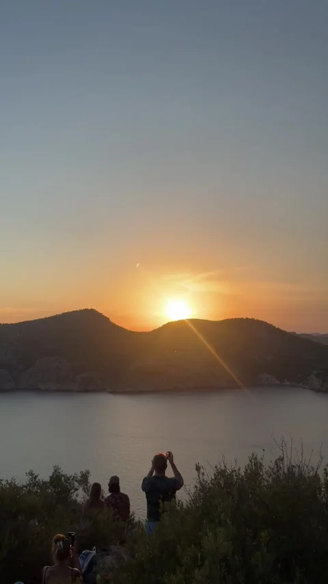 Scenic Footage of Solar Eclipse Filmed at Camp de Mar, Mallorca, Camp de Mar, Ma Stock Footage 342282830