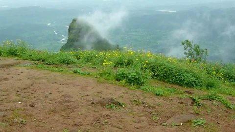 Scenic Forest Mountains, Monsoon cloud moving scene, Lonavala Maharashtra India Stock Footage 107034752
