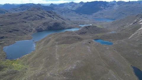SCENIC forward drone flight over Laguna Negra LAKE on the Ecuadorian Paramo Vídeo Stock 329452524