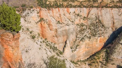 Scenic High-Angle View of East Mesa Trail Canyon, Zion National Park, Utah Stock Footage 332025724