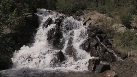 Scenic High Mountain Waterfall Stock Footage