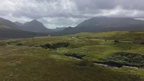 Scenic Highland Road Through the Cuillin Landscape on Skye Stock Footage 341807784