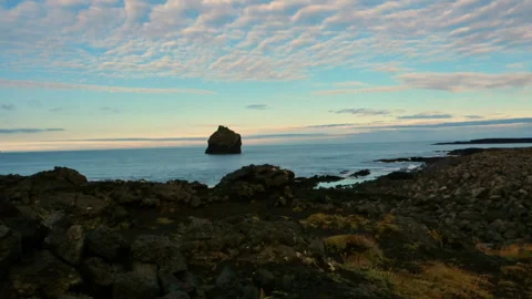 Scenic Icelandic ocean coastline with dramatic cliffs Stock Footage 330264585