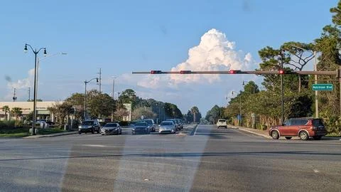 Scenic Intersection with Dramatic Clouds Stock Photos