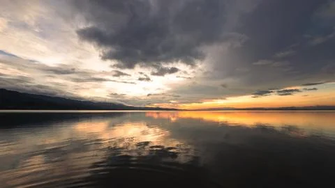 Scenic Lake Reflection at Sunset Stock Photos