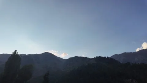 Scenic Landscape Evening View of Trees with Majestic Mountain Ranges, Blue S Stock Footage 289192860