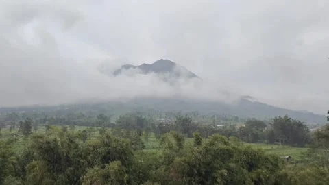 The Scenic Landscape at The Foot of Mount Merapi Stock Footage 318633079