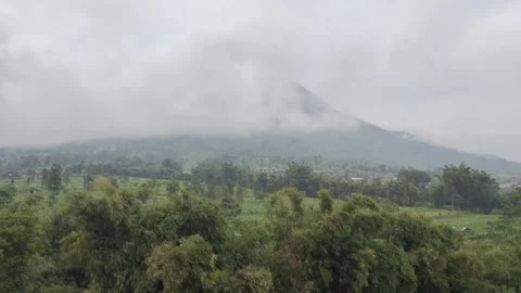 The Scenic Landscape at The Foot of Mount Merapi Stock Footage 318633082