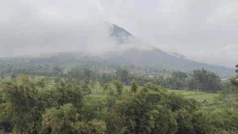 The Scenic Landscape at The Foot of Mount Merapi Stock Footage 318633366