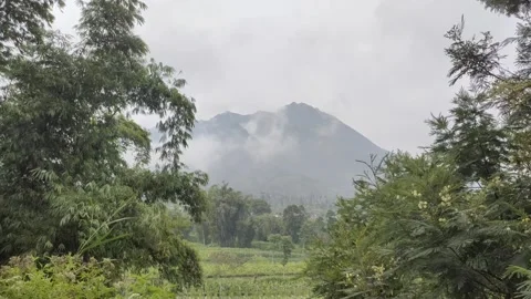 The Scenic Landscape at The Foot of Mount Merapi Stock Footage 318633456