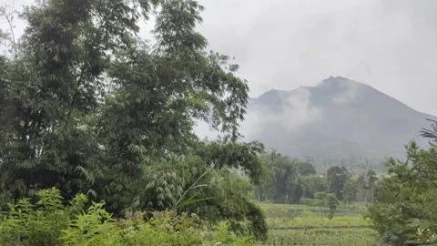 The Scenic Landscape at The Foot of Mount Merapi Stock Footage 318633457