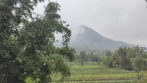 The Scenic Landscape at The Foot of Mount Merapi Stock Footage 318633725