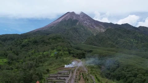 Scenic Landscape of Mount Merapi Volcano, Indonesia Stock Footage 321649018