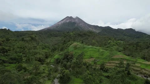 Scenic Landscape of Mount Merapi Volcano, Indonesia Stock Footage 321649292